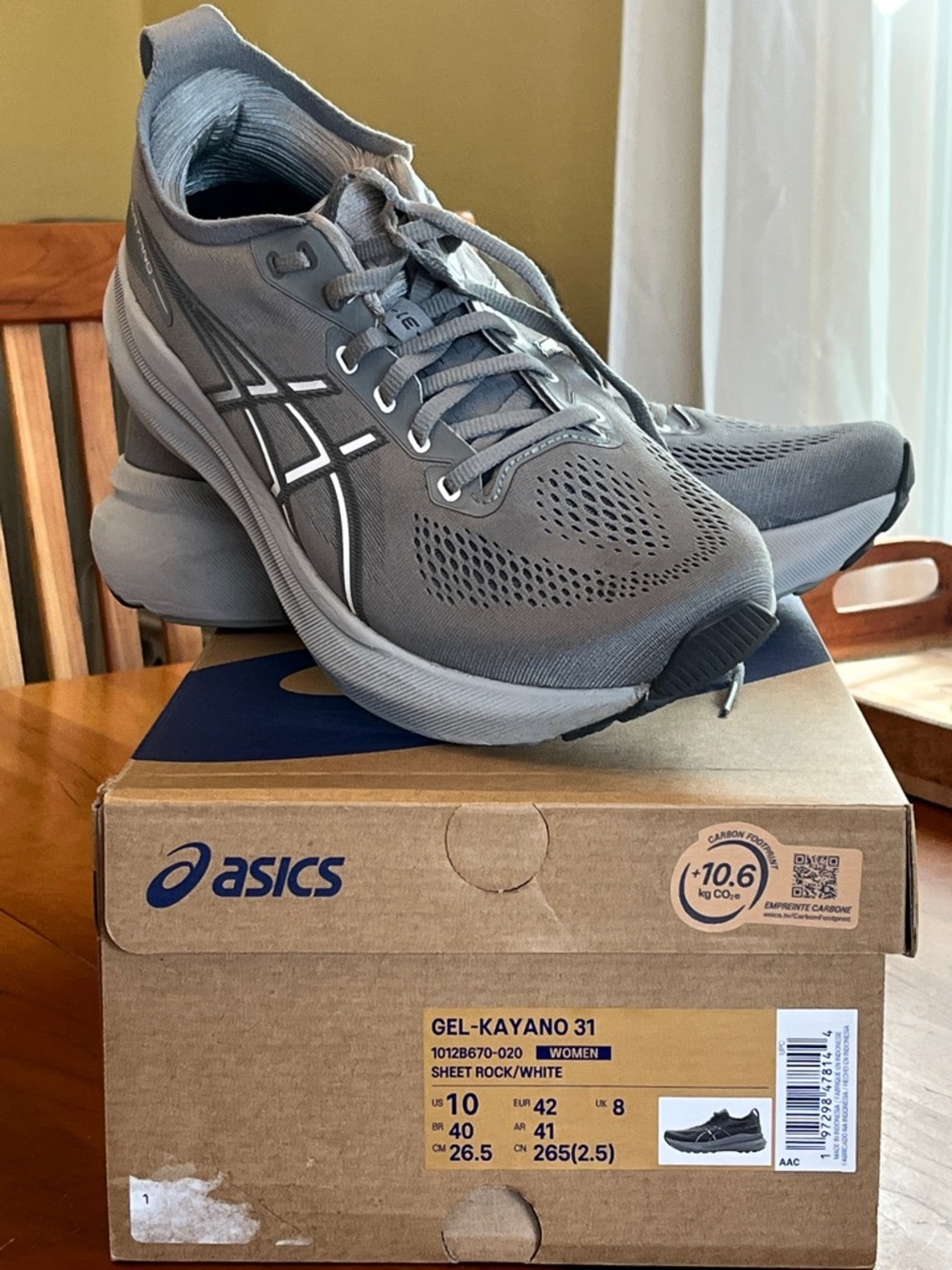 Asics Gray and White GEL-KAYANO 31 Cushioned Stabilizing Running Shoes